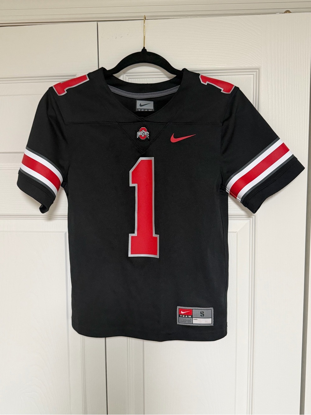 Nike Black Kids Football Jersey with Red and White Accents
